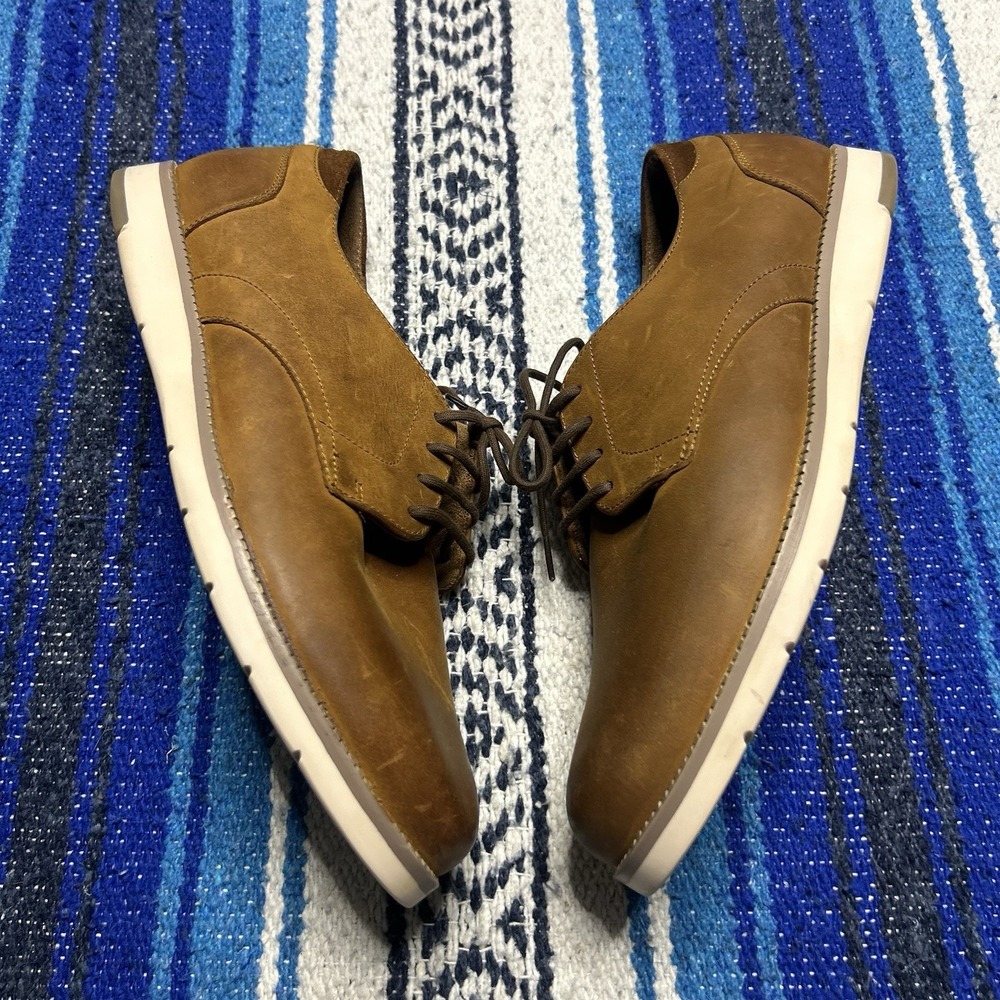Franco Fortini Men's 10.5 Brown Leather Lace Up Dress Casual Shoes Oxford
